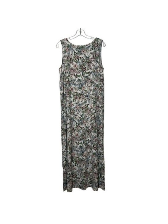 J. Jill Dresses & Skirts - J Jill Wearever L Maxi Dress Slit Hawaiian Floral Bird Sleeveless Stretch Beachy